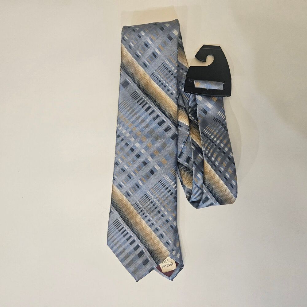 Vintage Sears Perma-Prest Anchor Man Style Tie Blue and Gold